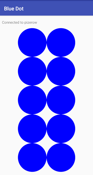 Android blue dot app showing 10 buttons in a 2x5 grid